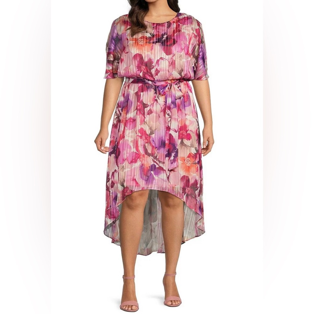Jessica Howard Pink Purple Floral High-Low Dress